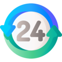time,time and date,communications,24 hours,customer support,circular arrow,open 24 hours,reduce time,24 hour clock